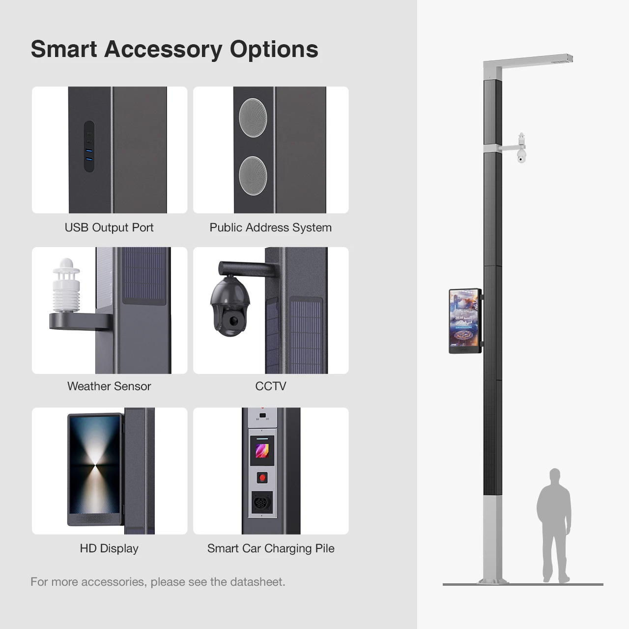 vertical solar street light with CCTV smart pole