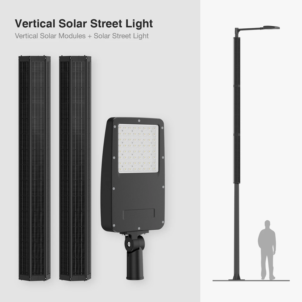 vertical solar street lighting solution for residential areas